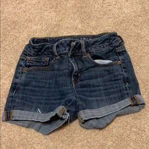 Dark wash American eagle shorts